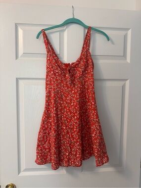 Red Floral Tie-Front Sundress